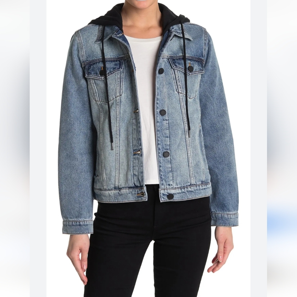 π Blank NYC Denim Jean Jacket with Black Hood